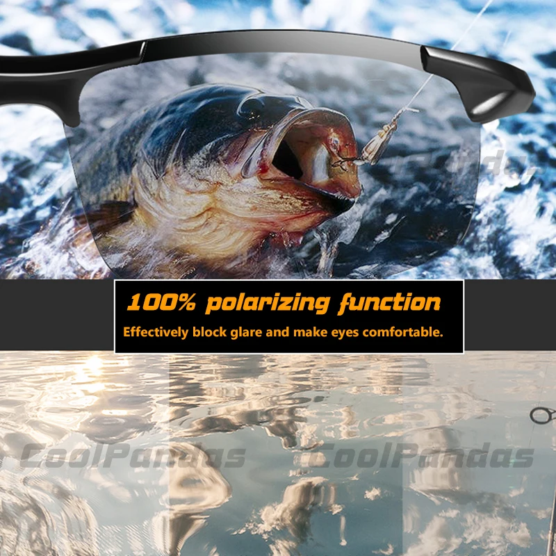 Polarized Fishing Sunglasses Photochromic Men Driving Cycling Sports UV400 Goggles