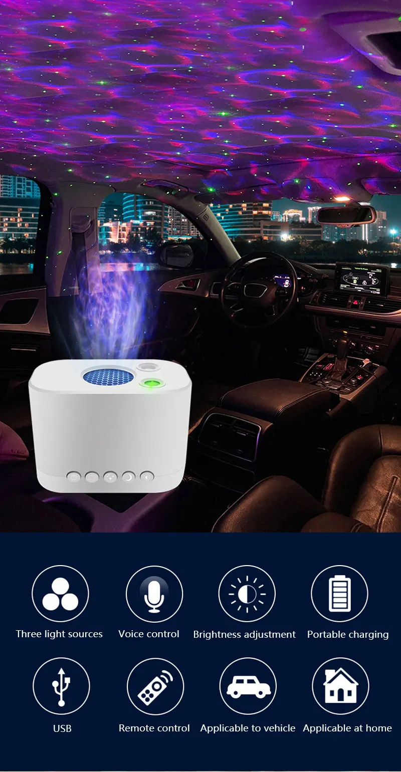 Decoração do Carro Ondinha de Água Palco para Festa de Férias Recarga Estrela Atmosfera Lâmpada Projeção Romântico dj Laser Luzes Usb Luz 2 luz ondinha de água lâmpada projeção romântico
