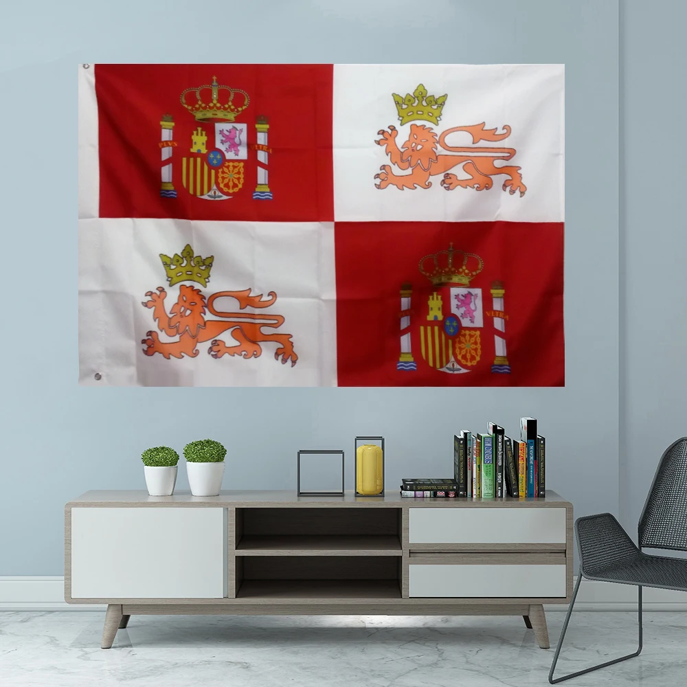 Spagna Spagnolo Historical Royal Navy Flag Graphic Custom Printed Hanging Banner Poliestere Shaft Cover Grommets 3 X5Ft 90X150Cm