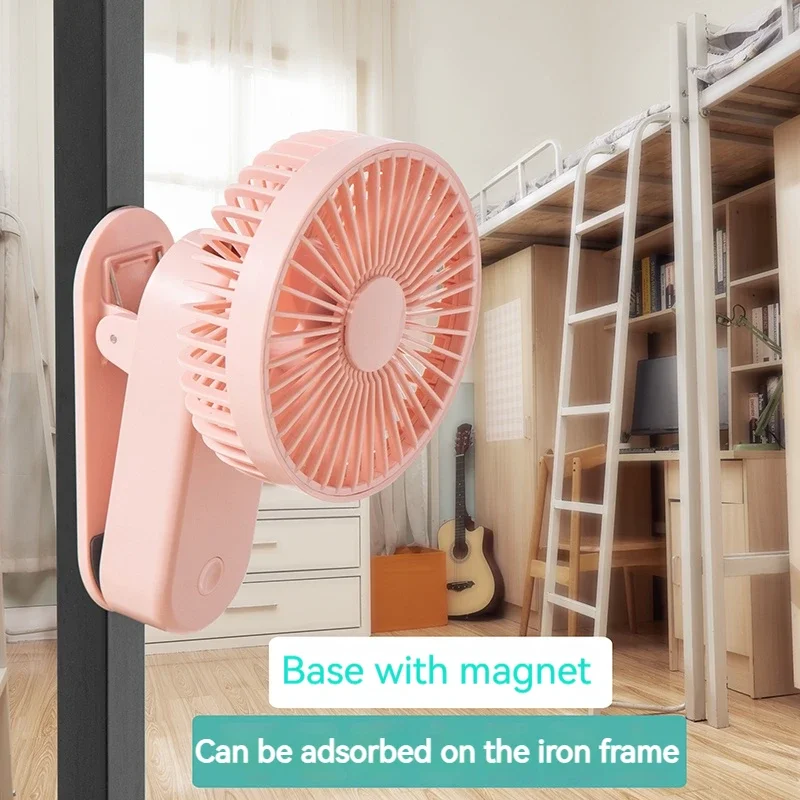 

Multifunctional Portable Magnetic clip Fan Usb Rechargeable Mini Hand-Held Folding Fan for Dormitory Office Desktop Clip Fan