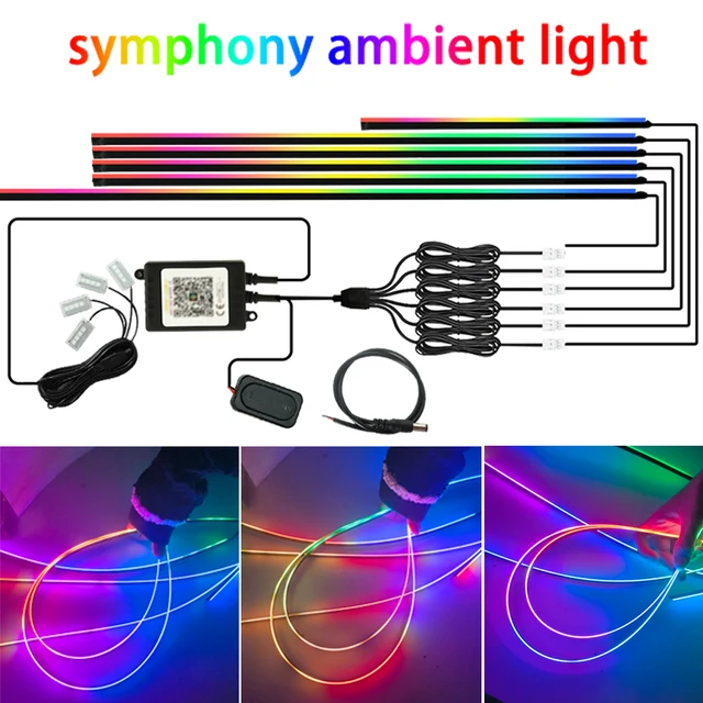 Car Ambient Light Universal LED Car Led Symphony RGB Atmosphere Lamp APP for Backlight LED Acrylic Fiber Optic Decoration Light