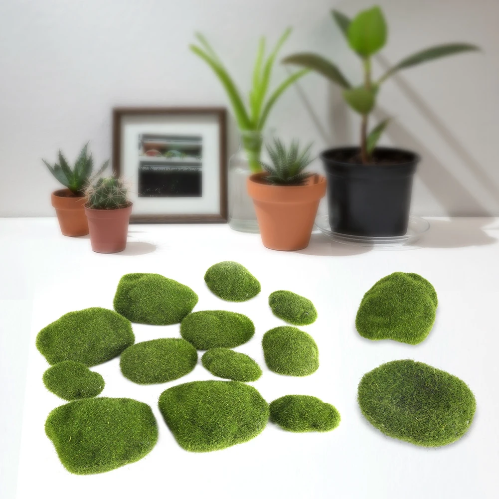 

12pcs Green Artificial Moss Stones Simulation Grass Bryophyte Bonsai Garden DIY Landscape Decoration For Artificial Plant