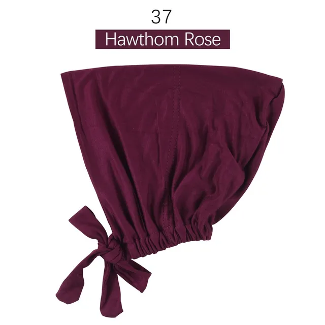 Muslim Women Elastic Tie Back Inner Hijab Caps Cotton Jersey Stretch Underscarf Modal Bonnet Headwrap Turbante Mujer 37
