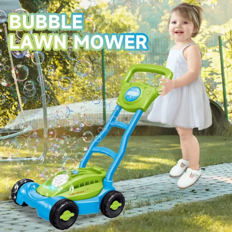 카트 버블 머신 LAWN MOWER 야외 정원 파티를 위한 물총 장난감 가족 어린이를 위한 깜짝 버블 송풍기 정원 장난감 만들기