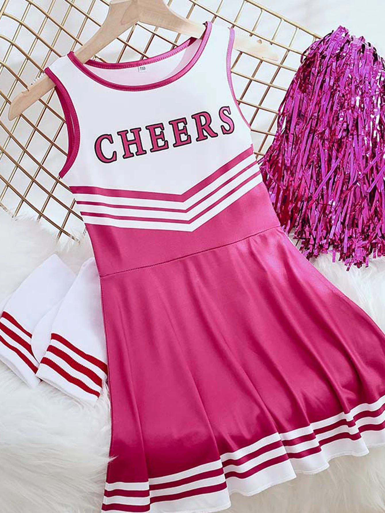 Children's Team Cheerleading Uniforms Girls Summer Sports Sleeveless Dresses Kids Fashionable Cheer Uniforms Skirts Cool