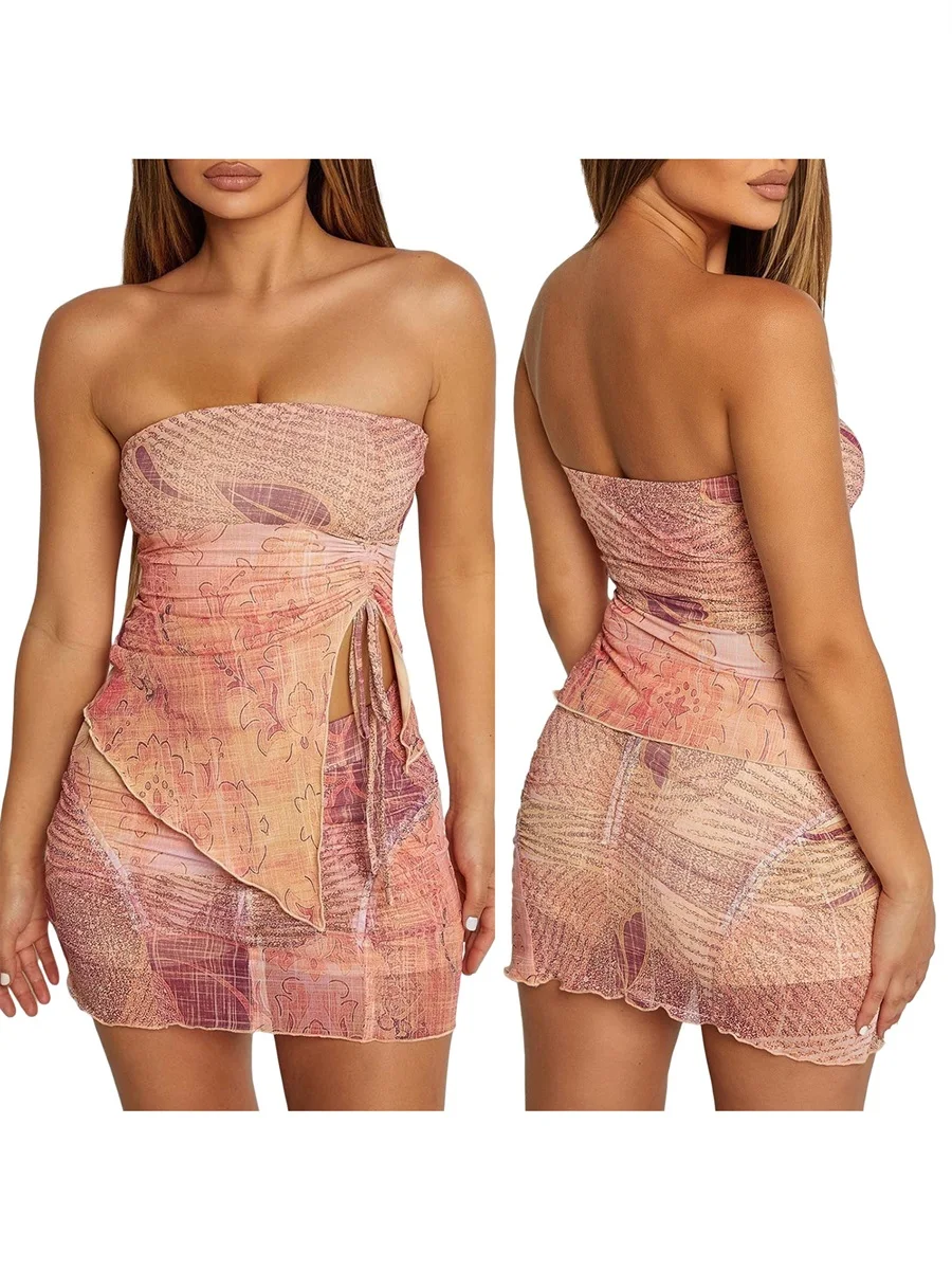 Slimming Ruched Bodycon Skirt And Long-Sleeve Top Two-Piece Set For Women main image 1
