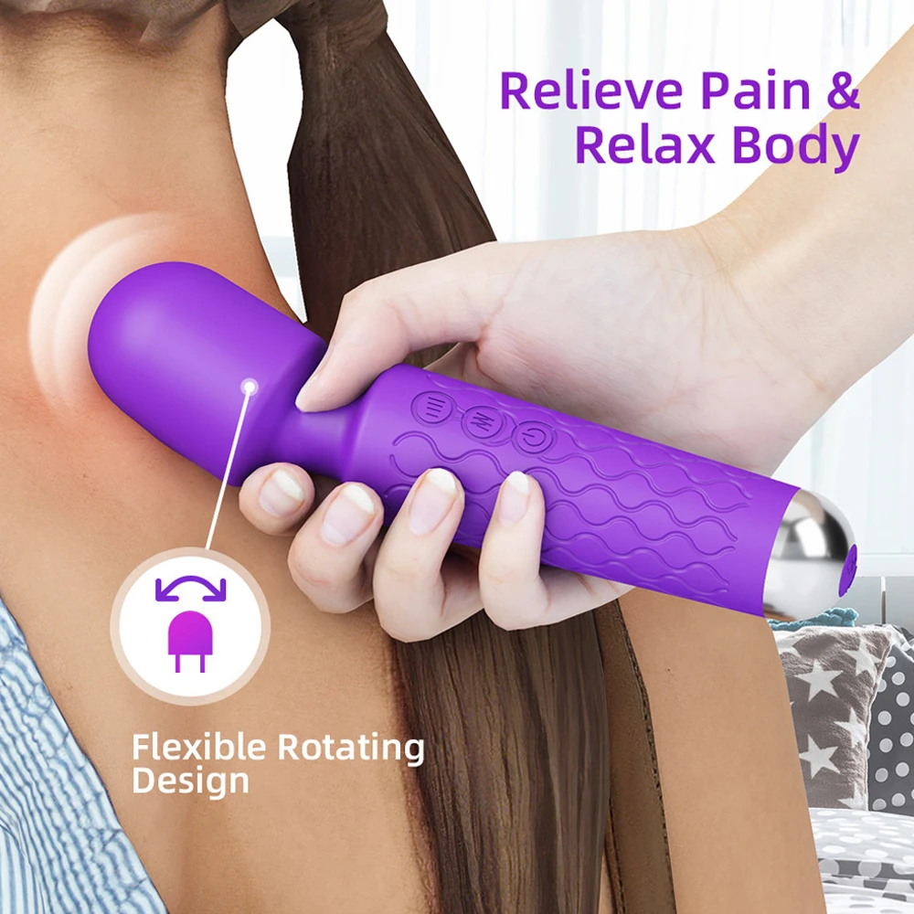 Handheld Back Massager 8 Powerful Speeds 20 Vibration Modes Neck Shoulder Back Body for Sport Recovery Muscle Aches Massage Tool