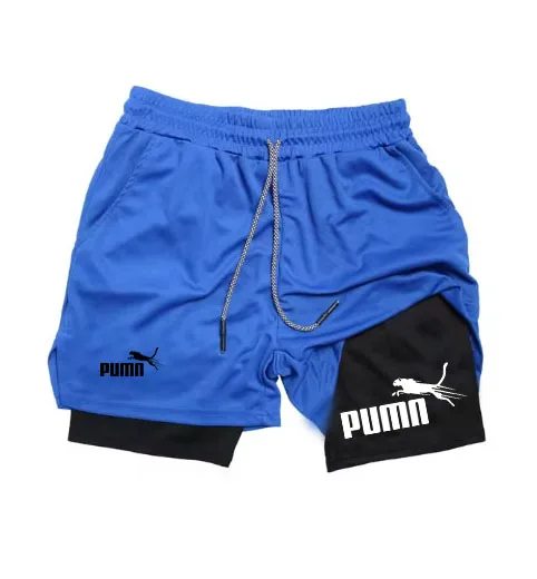 2 in 1 Running Workout Shorts for Men Gym Compression Shorts with Phone Pocket Towel Loop Athletic Activewear