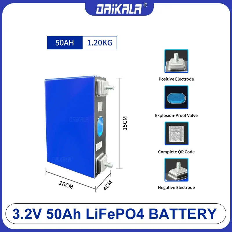 

1-4PCS New 3.2V 50Ah Lifepo4 Battery High Power For 12V 24V E-vehicle Solar RV Yacht Inverter Lithium iron phosphate Cells DIY