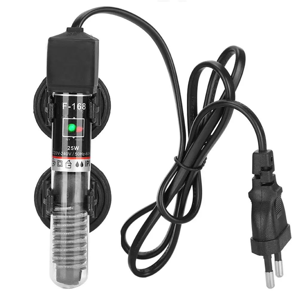 Aquarium Heater 25W/50W Constant Temperature Warmer with Thermometer and Suction Cup-Fish Tank Heating Rod