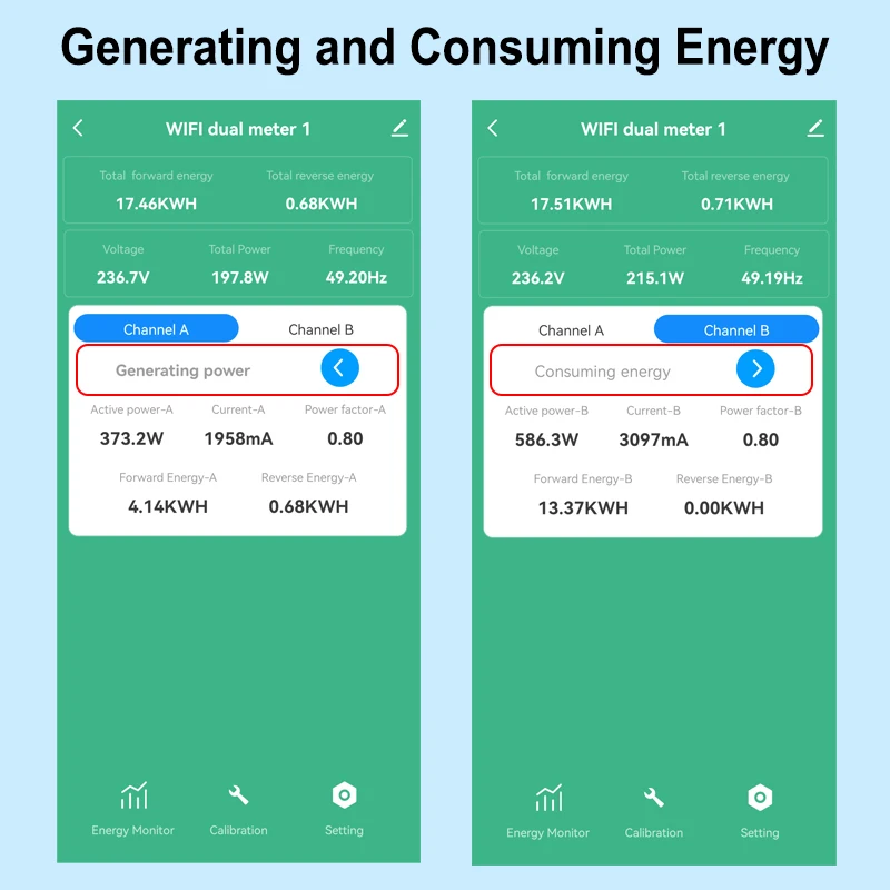 Tuya Smart Life WiFi Energy Meter 120A Bidirectional 2 Channel with Clamp App Monitor Solar Export and Import Power AC110V/240V 3