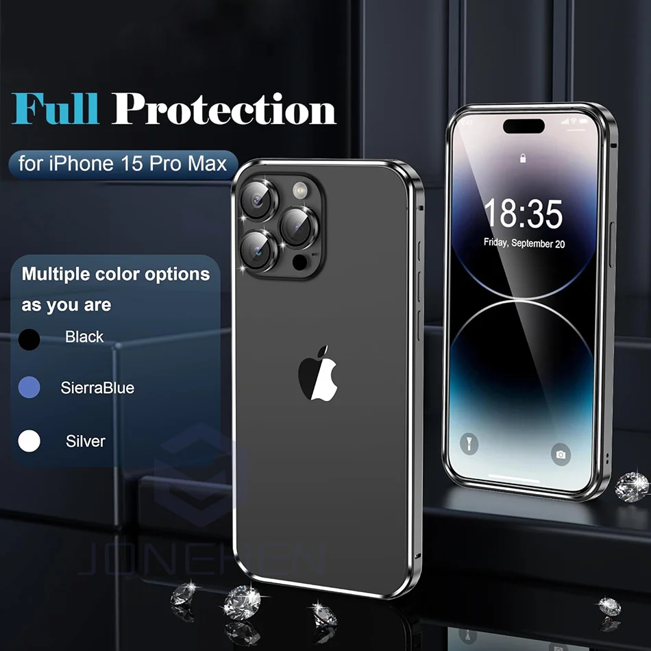 Sleek Aluminum Metal Frame Thin Case - Premium Alloy Titanium Protective Back Cover
