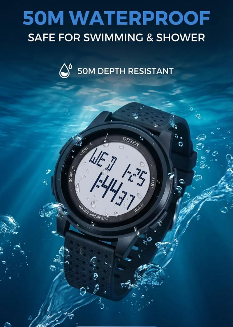 Unisex Waterproof LED Sport Watch - Fashionable Digital Timepiece