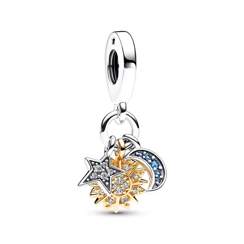 New Aircraft Lightning Pendant Splittable Sun & Moon Charm Bead Fit Original European 925 Silver Bracelet DIY Women Jewelry Gift 5