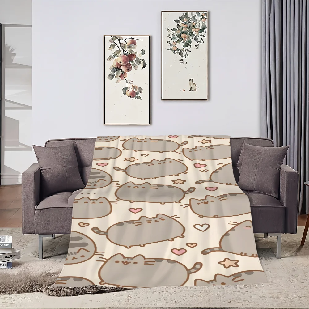 Cute Cartoon Cat Blanket Soft Plush Nap Sofa rug for Living Room Warm Office Bedroom Birthday Home Pusheens-S Travel Kid Gifts 4