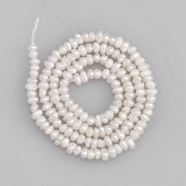 Zhe Ying Genuine Freshwater Pearl Beads for Jewelry Making, 0.8mm Hole  Cultured Near Round Irregular Shape White Pearls for Bracelet Making Loose