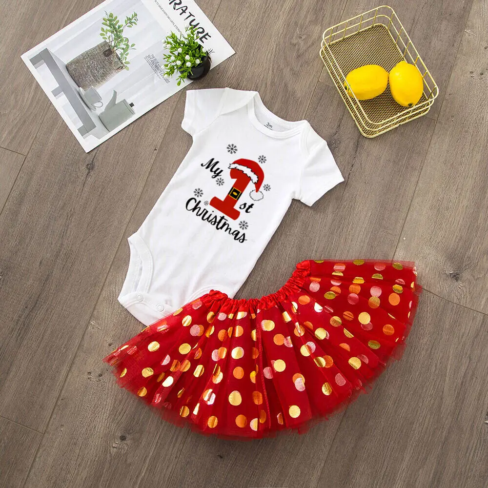 Baby Girls Cake Smash Dresses Outfits Newborn Xmas Party Tutu + Bodysuit Dress Set Infant Baptism Clothes