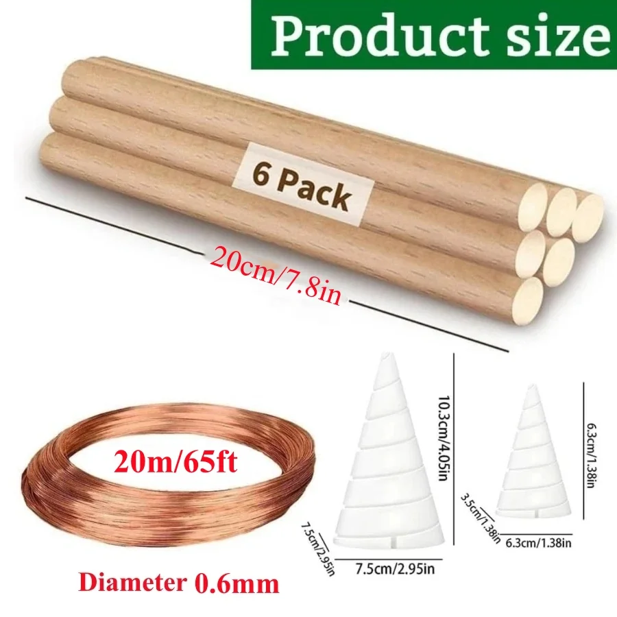 Copper Wire for Electroculture 20m/65ft Electroculture Gardening Antenna Making Kit Pure Copper Wire with Fibonacci Coil Winding Jig for Electroculture Garden