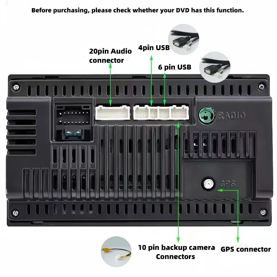 QXNY 멀티미디어 플레이어 와이어 하네스 플러그 커넥터 6핀 또는 4핀 듀얼 USB 인터페이스 케이블 어댑터 안드로이드 라디오 내비게이션용