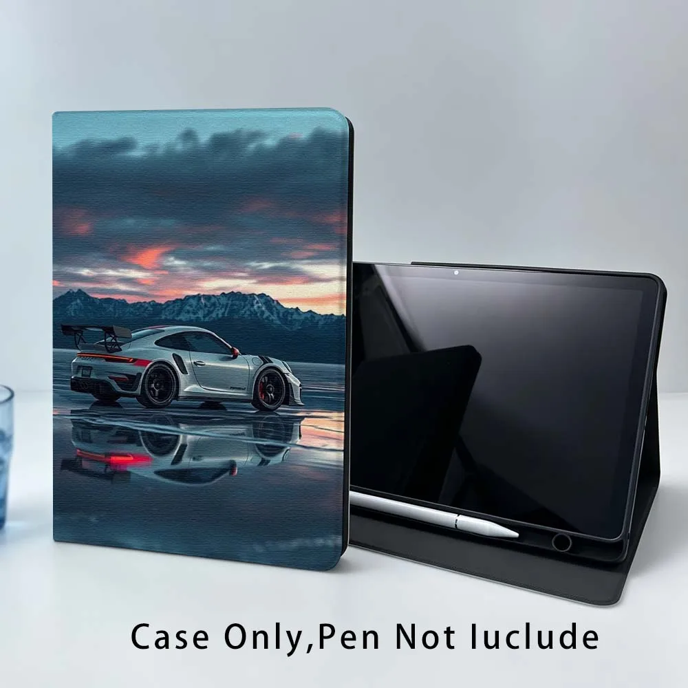 Silver Sports Car Mountain Soft Tablet Case with Pen Tray