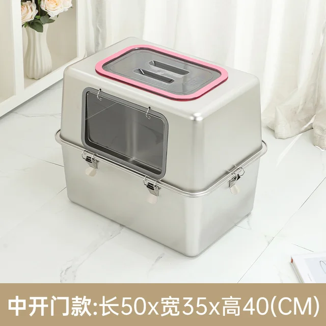Stainless Steel Fully Enclosed Cat Litter Box XXXL Odor Proof Anti Splash For Large And Multiple Cats Home Hygienic Gift 6