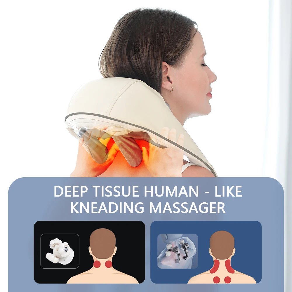 Dropshipping Electric Neck And Shoulder Massager Shiatsu Shawl Kneading Massage Pillow Shoulder Leg Body