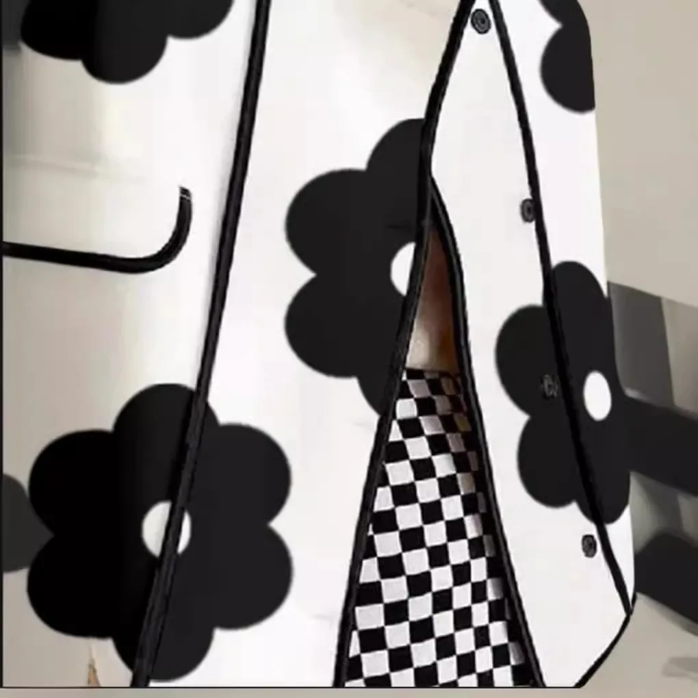Vestes pour femmes printemps-automne, mode, imprimé floral noir, col haut, manches longues, boutonnées, manteaux décontractés, nouveauté
