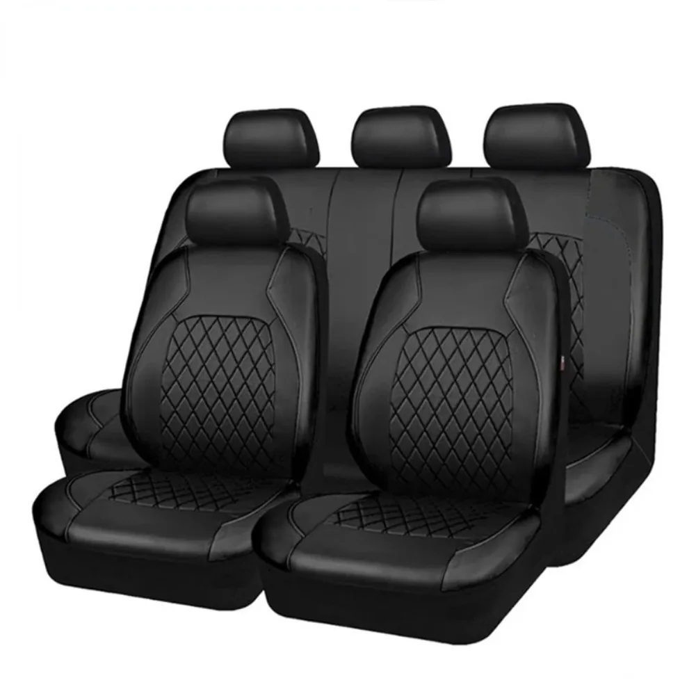 9PCSUniversalCarSeatCoverSetPULeatherVehicleCushionFull