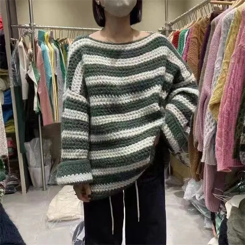 Autumn Striped Knitted Sweater for Women