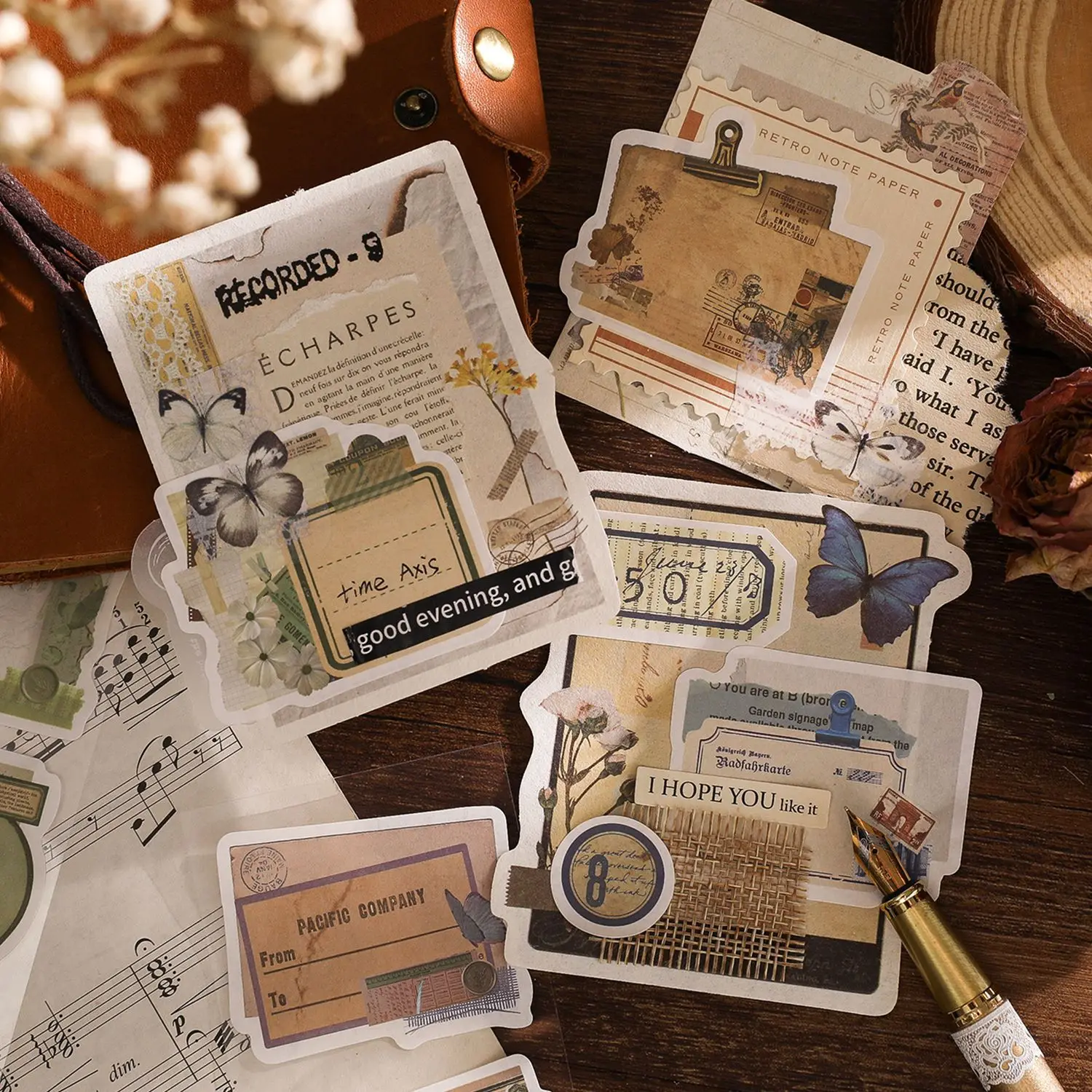 

Vintage Frame Stickers Butterfly Border Decorative Collage Scrapbooking Handmade Material Paper Junk Journaling Stationery