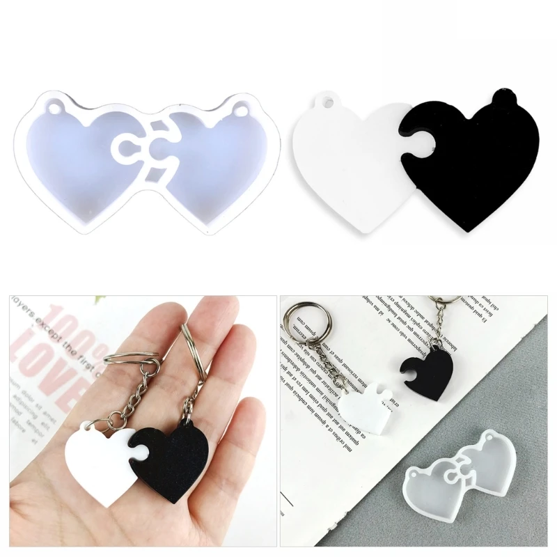 Couple Resin Mold, Heart Resin Molds Silicone Jewelry Keychain Making Epoxy  M