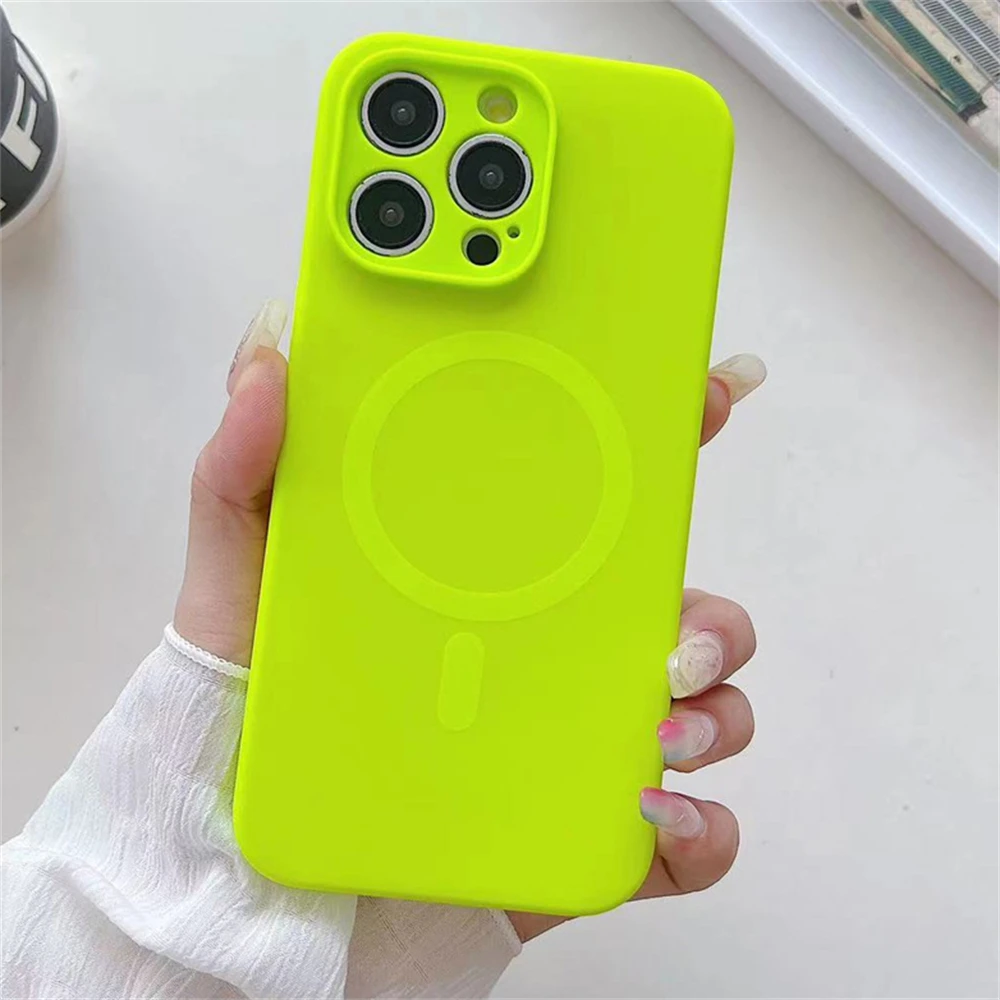 Vibrant Fluorescent Liquid Silicone Magnetic Case with Wireless Charging Compatibility