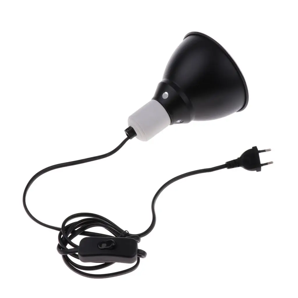 NEW 5.5inch E27 Reptile Light Dome Fixture-Bulb Reflector Lamp Holder -Vivarium Bracket EU Plug