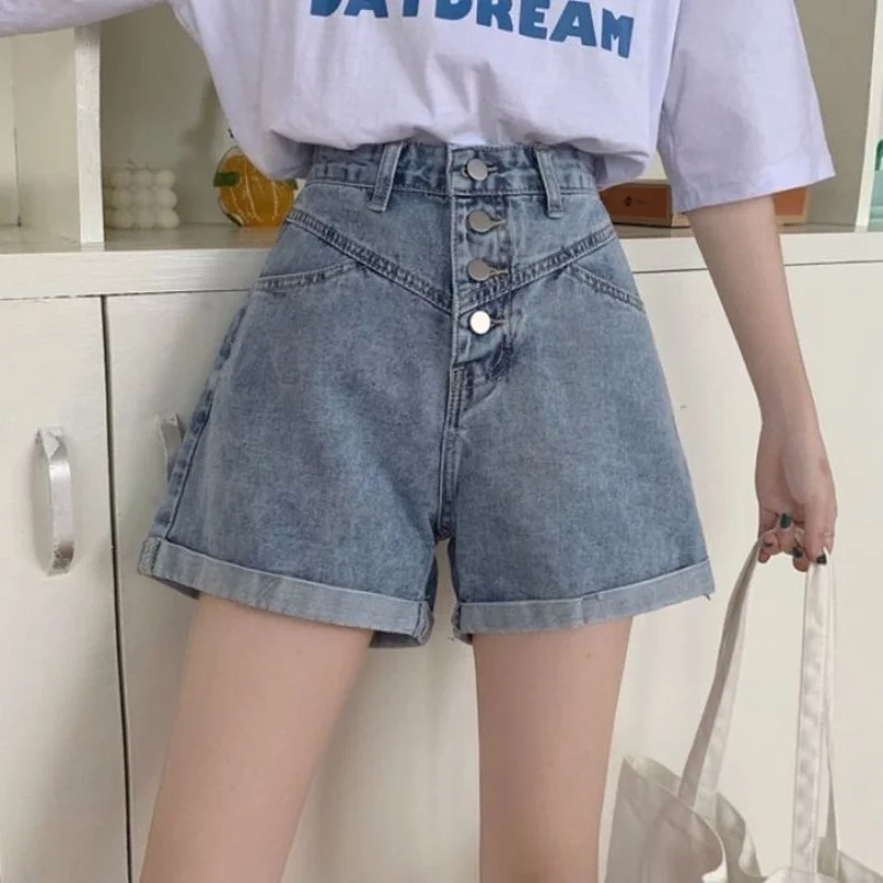 

Summer High Waist Denim Shorts Chic Korean Students Wide Leg Hot Pants Casual Short Jeans Pants for Women Girls Durikies