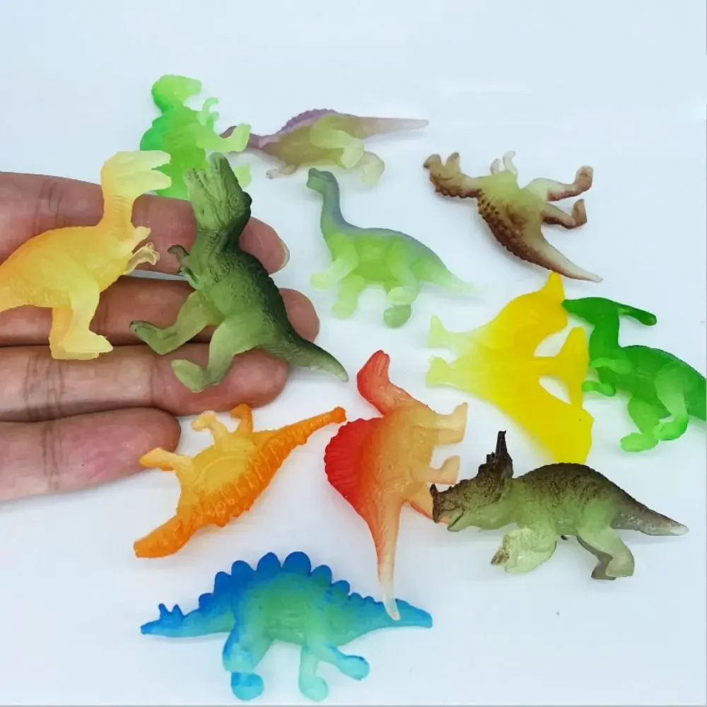 12pcs Mini Luminous Dinosaurs Glow in Dark Dino Toys Treat Kids Birthday Party Favors Boy Girl Gift Fillers Ornament