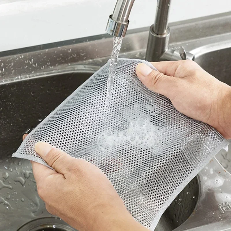 Rust Removal Cleaning Cloth Kitchen Magic Dishwashing Towel Metal Steel Wire Cleaning Rag Microwave Stove Clean Tools Dish Cloth dish cleaning cloth kitchen cleaning tool