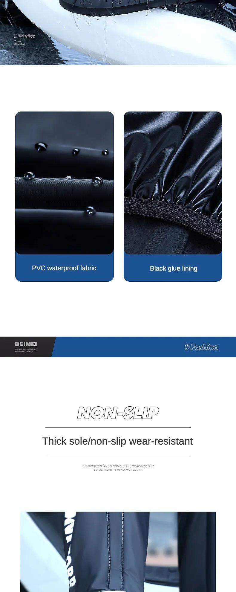 Description Picture 4 of itemHigh Tube Outdoor Waterproof Rain Anti-Slip Cycling Shoe Covers Motorcycle Pocket Service Hiking Shoes Fishing Wading Play Water