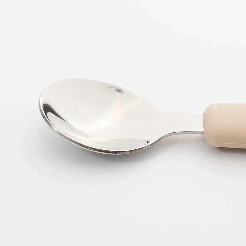 Baby Silicone Handle Stainless Steel Spoon Fork Knife Sets Toddler Safe Tableware Kids Easy Feeding Tools Training Dinnerware 6