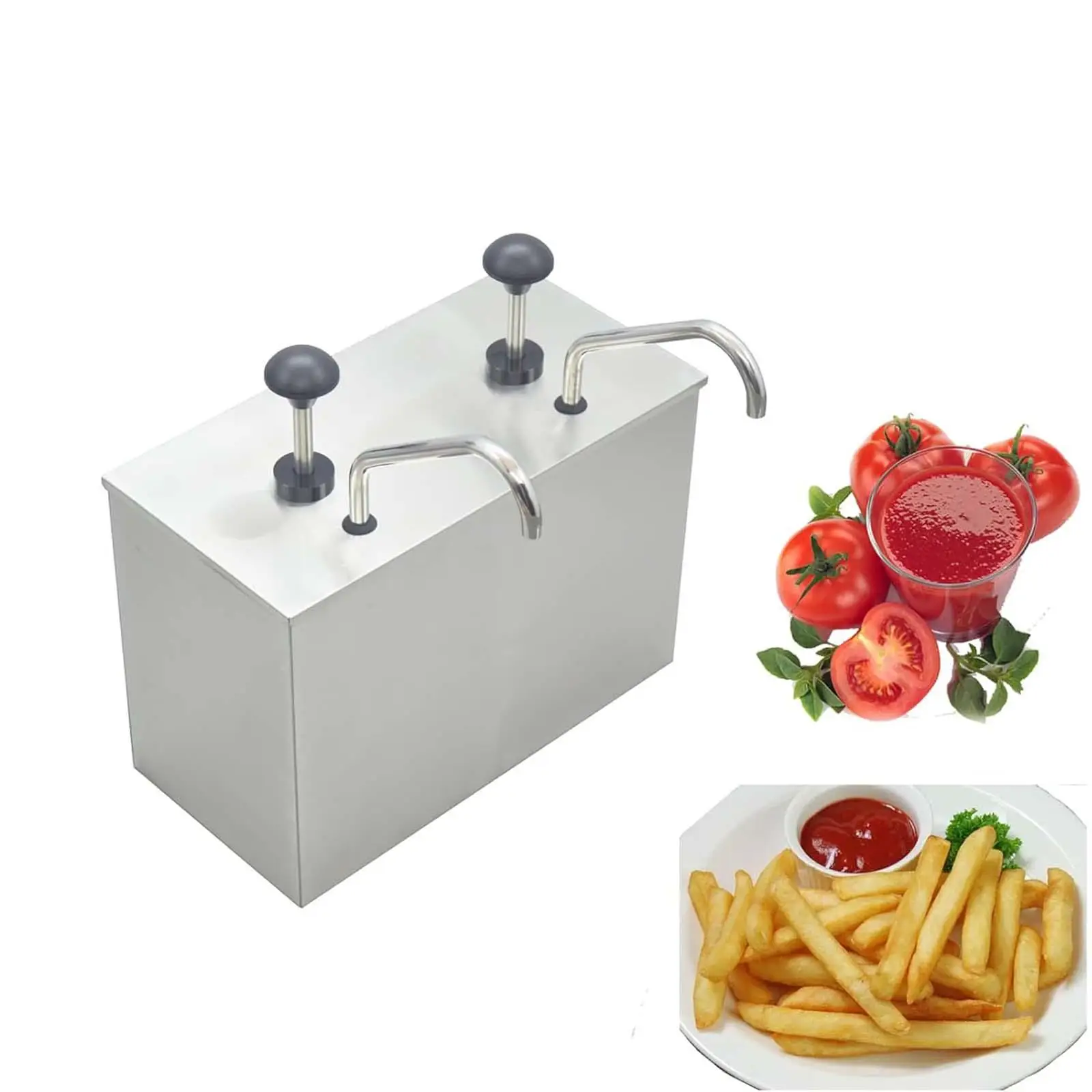Sauce Pump Dispenser Stainless Steel Hand Tool Bucket Condiment Pump Dispenser for BBQ Sauce Seasoning Ketchup Party Hotel