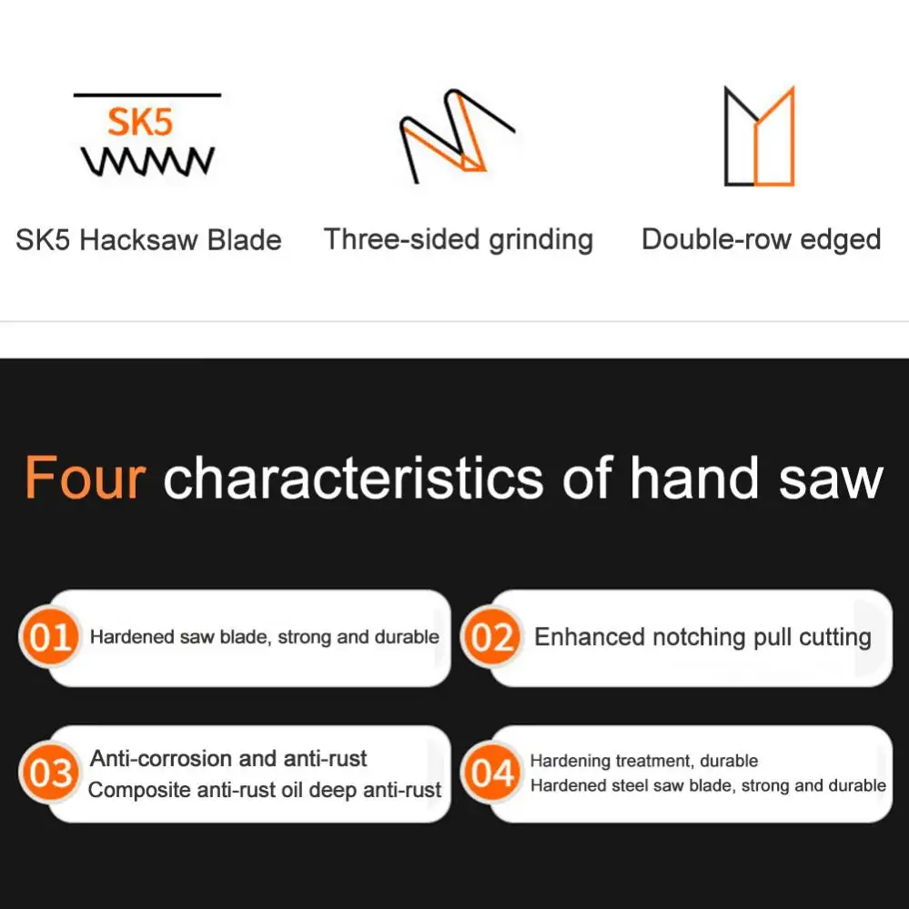 405mm 460mm 530mm Folding Hand Saw SK5 Steel Blade Soft Rubber Handle Foldable Sharp for Woodwork Household Cutting Tool DIY 4
