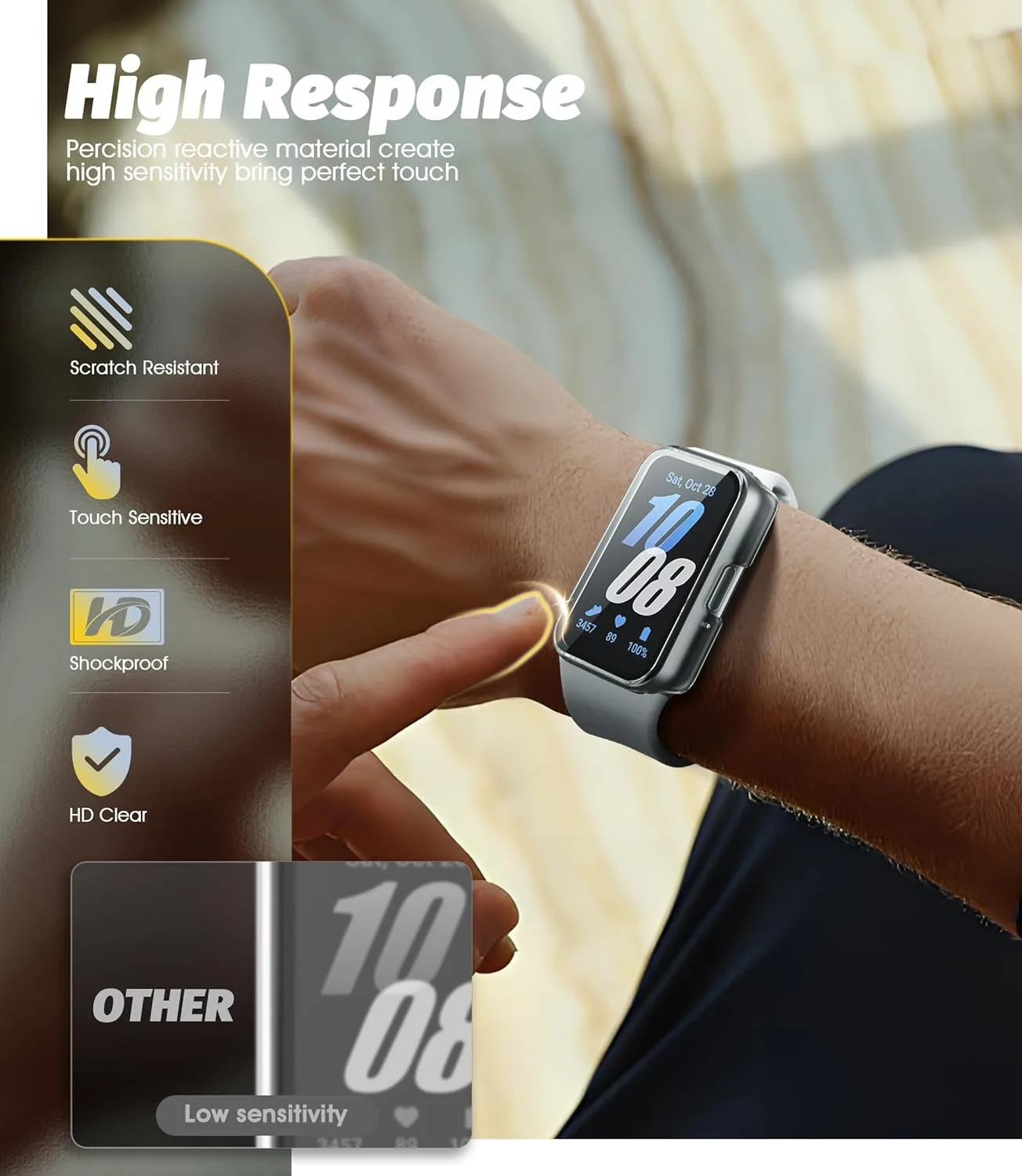 Full-Coverage Tempered Glass Watch Case with Durable Hard PC Frame - Drop-Proof Protection