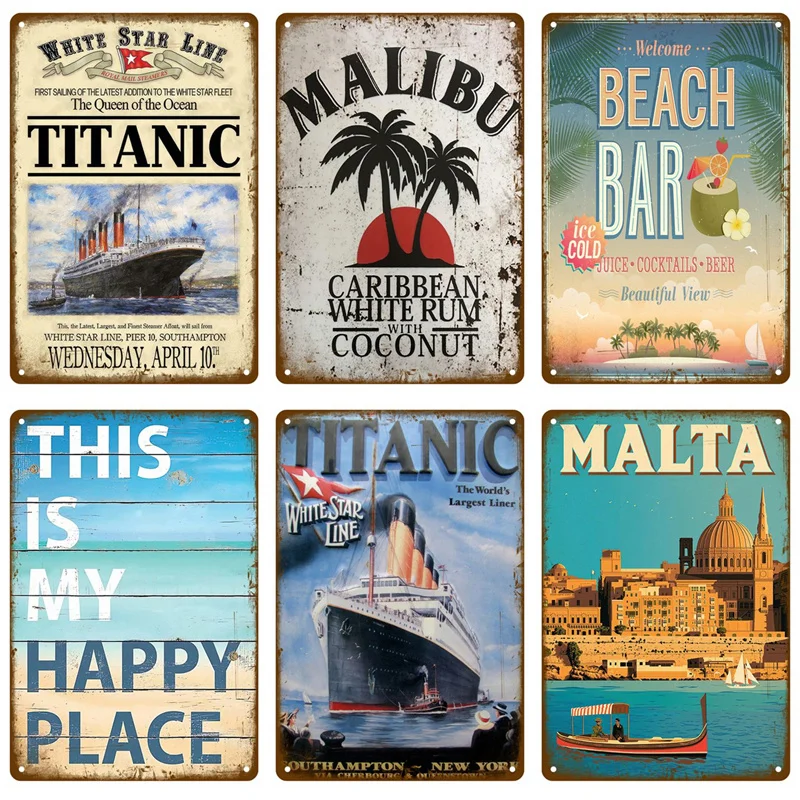 Metal-Sign-Wall-Sign-Beach-Decor-For-Bar-Famous-City-House-Seaside ...