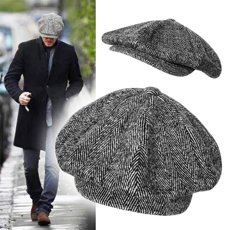Berretto A Spina Di Pesce Unisex - Cappello Gatsby Tweed Uomo E Donna - Foto 2