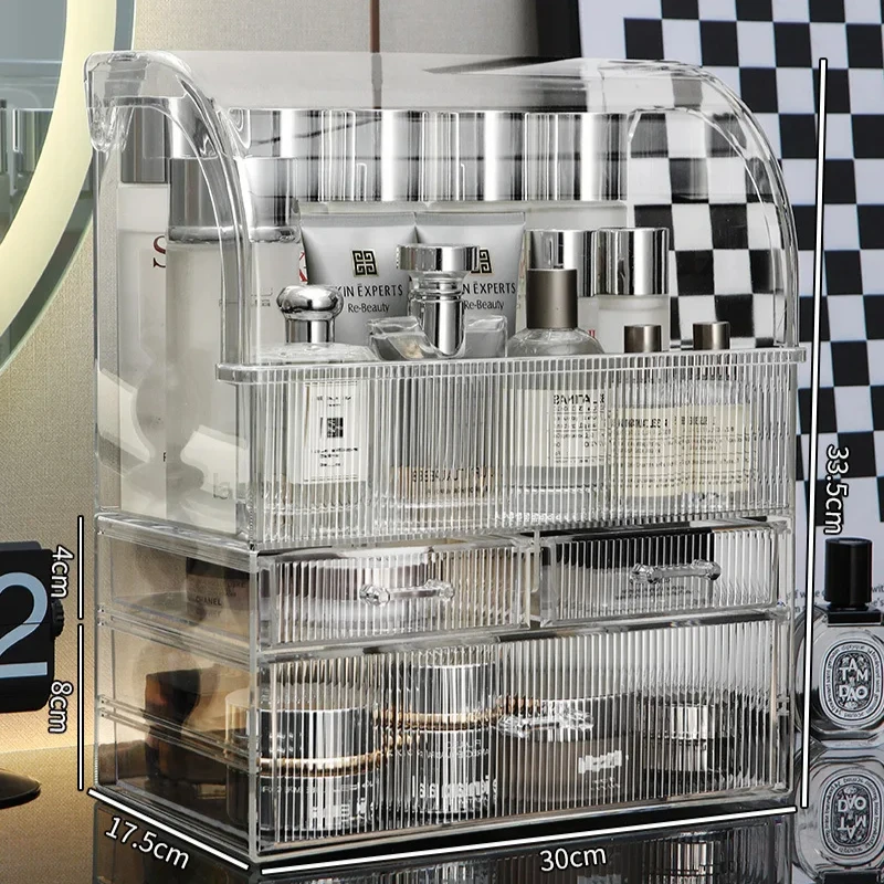 Makeup Storage Box, Transparent Organizer, Large Capacity Case, Moisture-Proof Waterproof Cosmetic Storage for Vanity 5