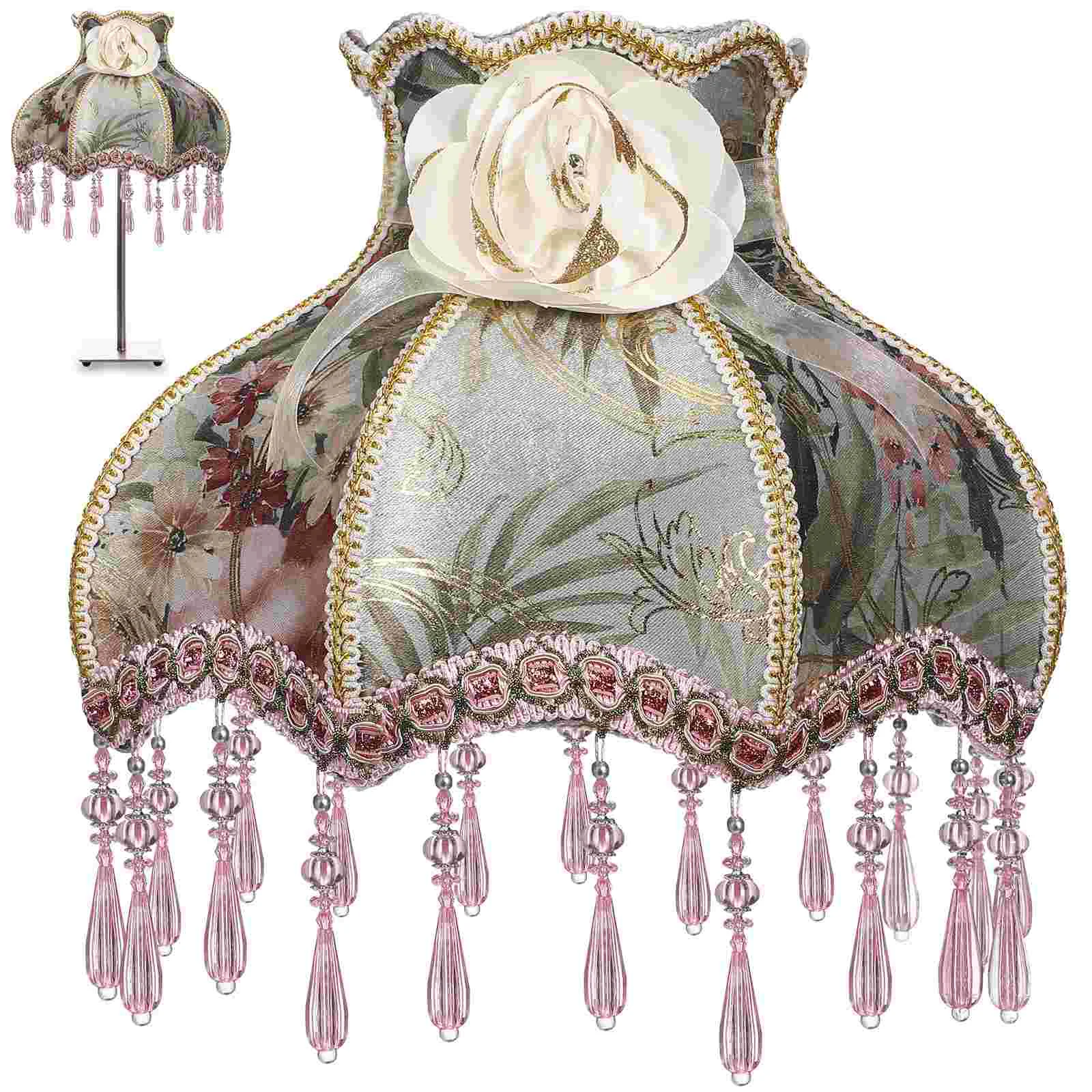 

Винтажный абажур в виде лампы в викторианском стиле, бахрома, купольная лампа в виде фестона, крышка E27, европейские тканевые Чехлы для ламп