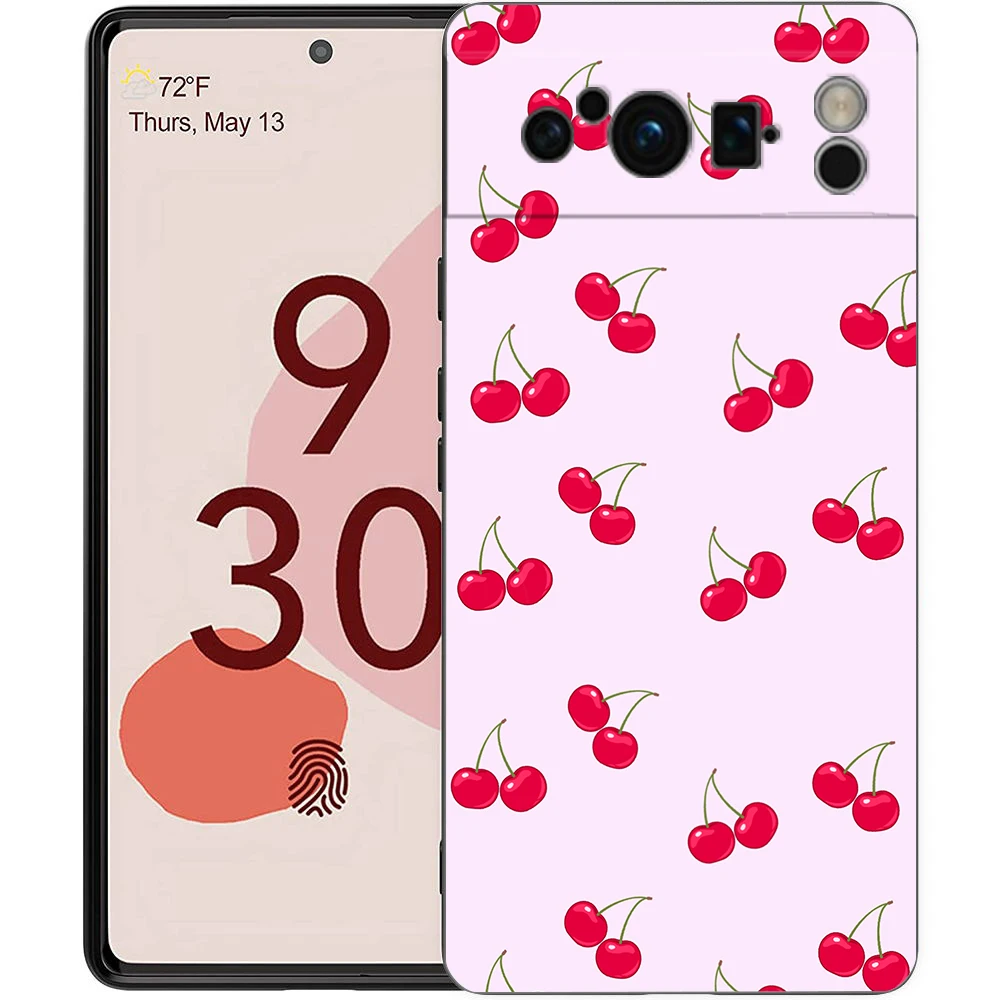 Charming Cherry Bow Soft Shockproof Black Phone Cover