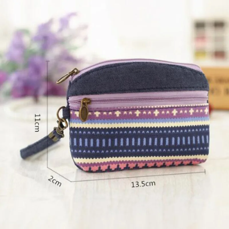 Ethnic Women Canvas Coin Purse Female Wallets Women Zipper Coin Purses Children Storage Pocket Bags Pouch porte monnaie femme