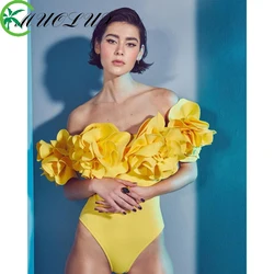 MUOLUX One Piece Women Floral Lace Up 2024 Push-Up Padded Bra White Swimsuit Swimwear Bathing Suit Beachwear Monokini Female