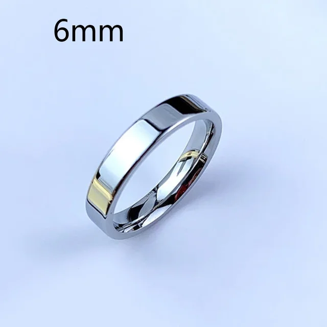 Bague lisse personnalisée en acier inoxydable, couleur argent, 6/8mm, pour femmes et hommes, gravure personnalisée du nom, Logo, amoureux, Couple, bijoux de charme, cadeau