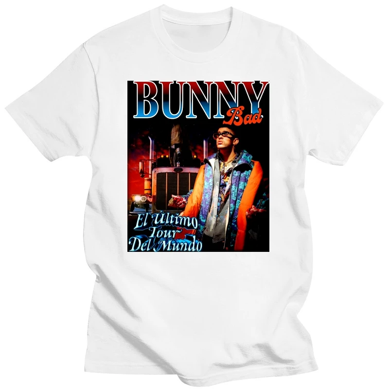 Singer Bad Bunny T-Shirt El Ultimo Tour Del Mundo Double Sided Graphic Print Tshirt Estate Uomo Donna Hip Hop Magliette Oversize